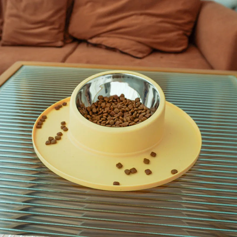 Dual-Use Silicone and Stainless Steel Pet Bowl Non-Slip and Leak