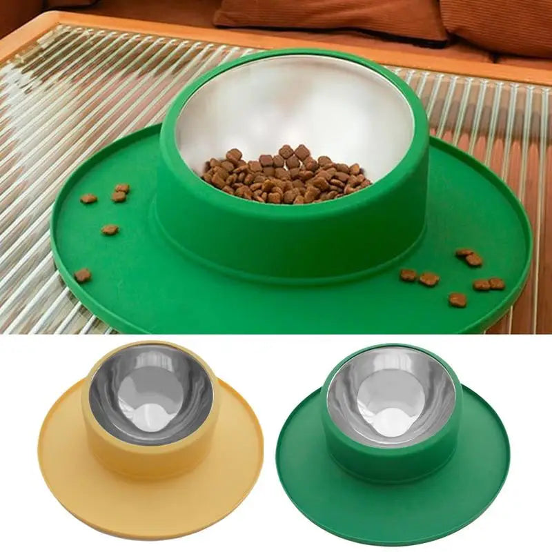 Dual-Use Silicone and Stainless Steel Pet Bowl Non-Slip and Leak