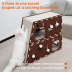 A three-in-one tunnel-shaped cat scratching board bed