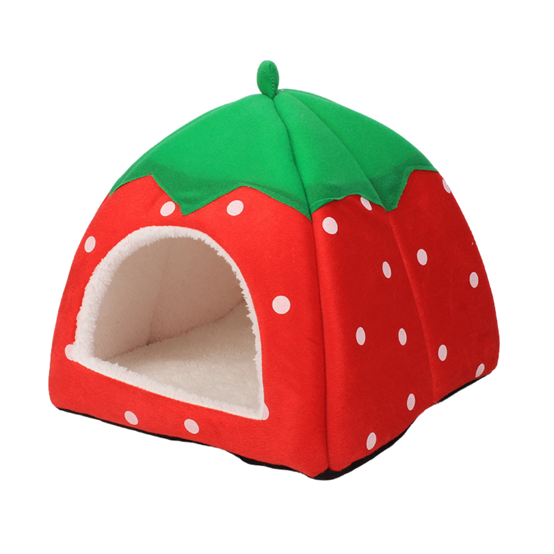 Strawberry Shape Plush Cat Bed