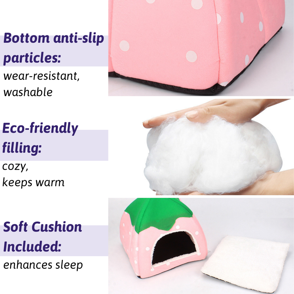 Strawberry Shape Plush Cat Bed