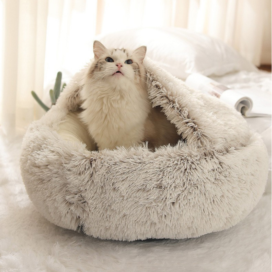 Soft Fur Shell Plush Cat Bed