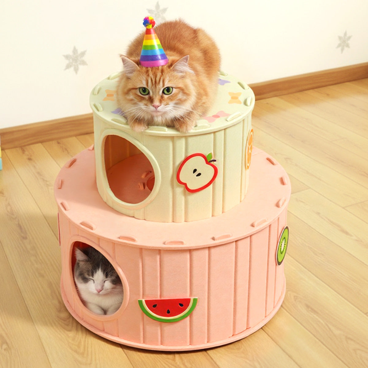 Double Layer Felt Cake Cat Bed