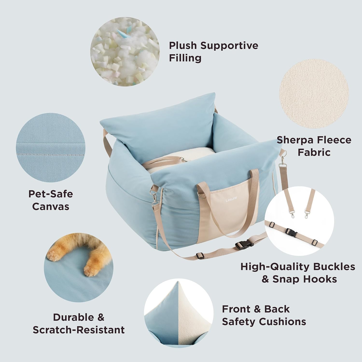 Lesure Small Dog Car Seat for Small Dogs