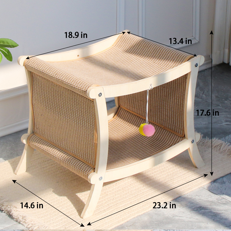 2-in-1 Double-Layer Cat Bed Sisal Scratcher