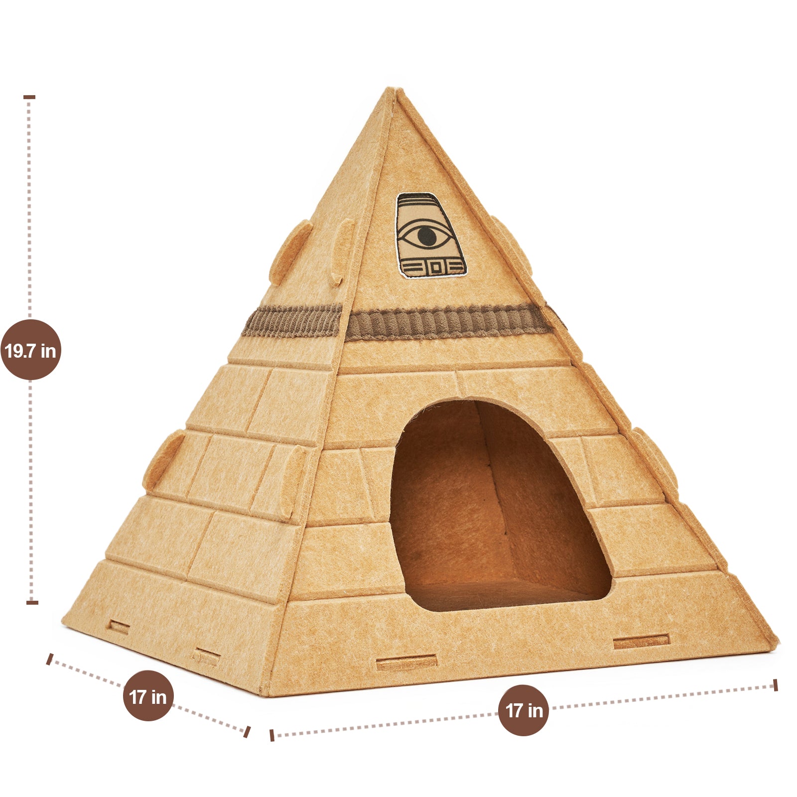 Natural Wool Felt Pyramid Cat Bed (cat hat included as a gift)