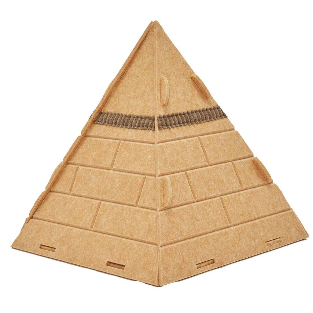 Natural Wool Felt Pyramid Cat Bed (cat hat included as a gift)