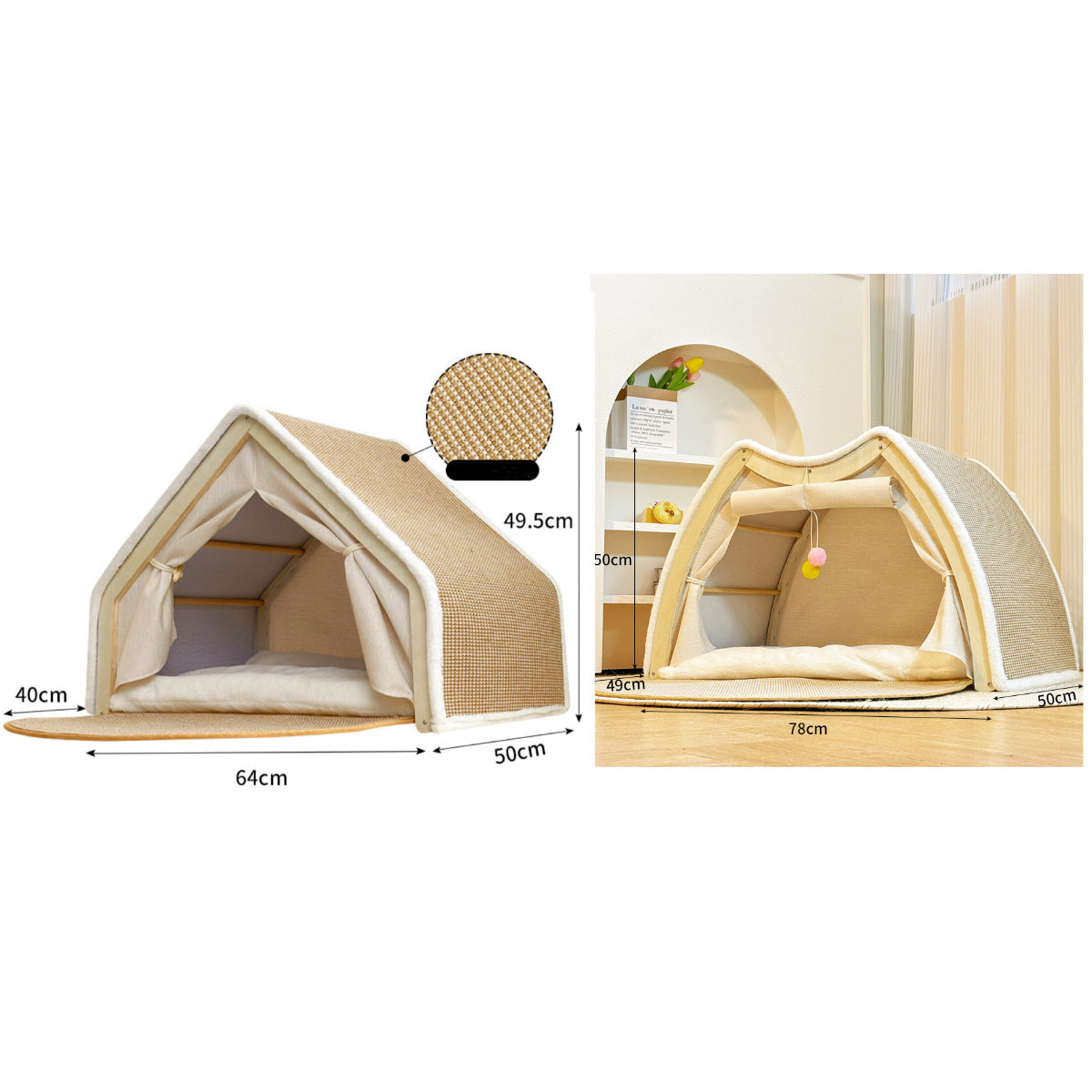 Cat tent sisal cat scratch board integrated wear-resistant wood