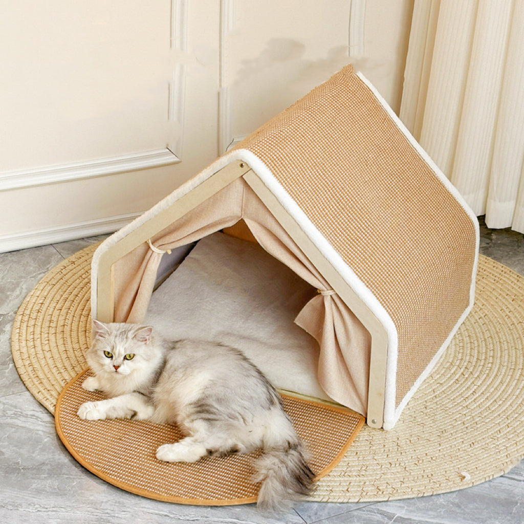 Cat tent sisal cat scratch board integrated wear-resistant wood